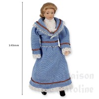 2605-bis poupee porcelaine femme robe bleue