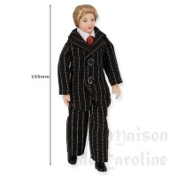 2648bis poupee porcelaine homme costume raye