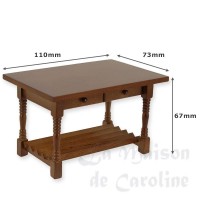 27363-bis table de cuisine av tiroirs noyer