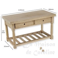 27369-bisz table de cuisine av tiroirs non verni