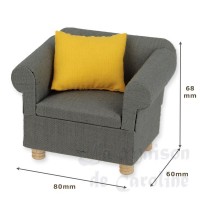 31001-bis fauteuil gris + 1 coussin jaune