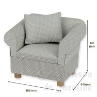 31003-bis fauteuil gris a pois + 1 coussin