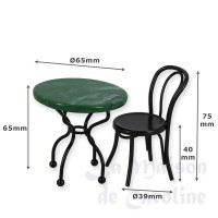 330109-bis table bistrot marbre vert avec 2 chaises vert