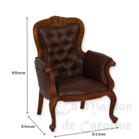 362270-bis fauteuil louis xv cuir marron