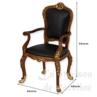363571-bis chaise a accoudoirs noyer-or, cuir