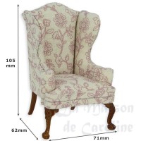 388170-bis fauteuil noyer tissus fleuri vieux rose