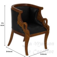 388970-bis fauteuil empire noyer-cuir noir