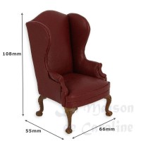 389070-bis fauteuil club noyer-cuir rouge
