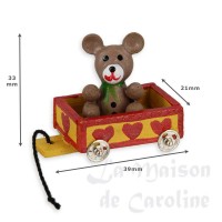 71560-bis jouet bois: chariot avec ours