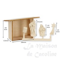 71874-bis creche en bois avec 4 figurines