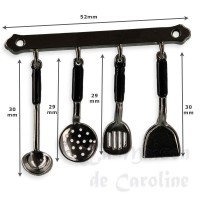 72024-bis support 4 accessoires de cuisine metal et noir