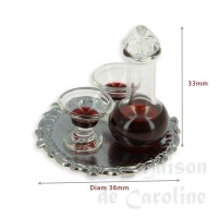 72565bis plateau argent avec bouteille 2 verres