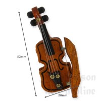 73810-bis violon en bois teinte et archet 5cm