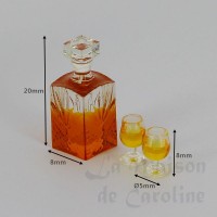 73935bis bouteille de whisky avec 2 verres