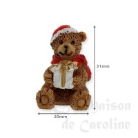 78501bis ours de noel avec cadeau blanc