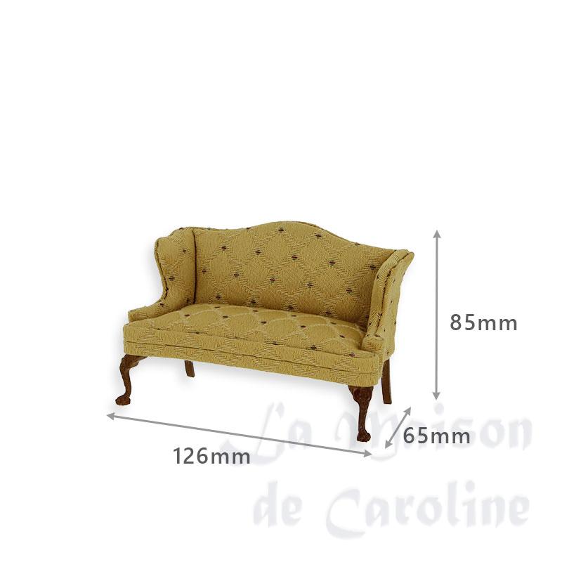 Set de 2 pcs fauteuil et canapé ocre merisier Bilder 2