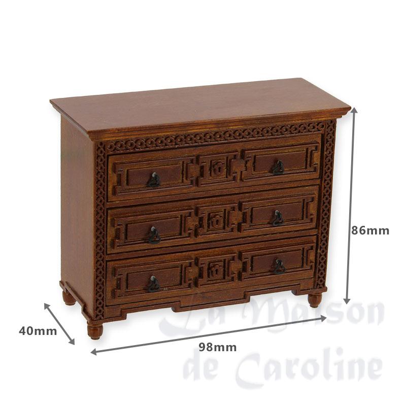 Commode 3 tiroirs merisier Bilder 1