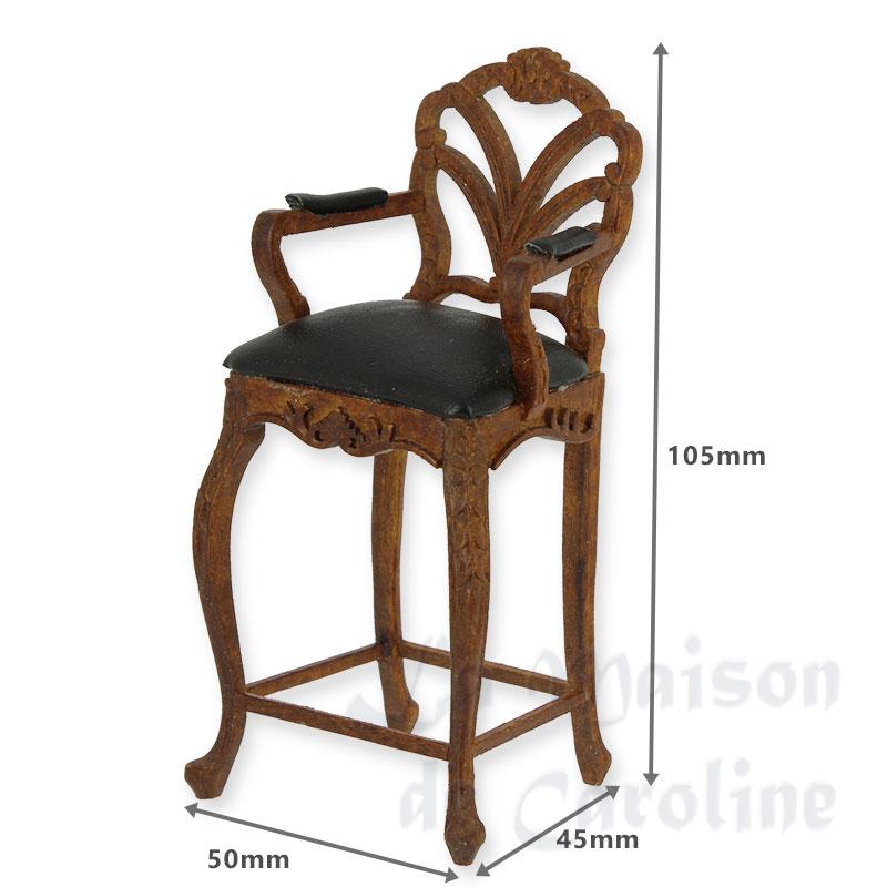 Chaise de bar merisier cuir noir Bilder 1