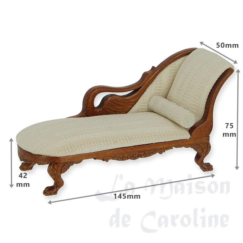 Méridienne merisier tissus beige Bilder 1