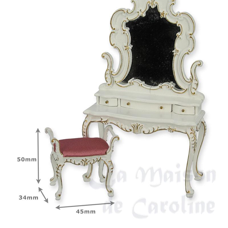 Coiffeuse Louis XV ivoire avec tabouret Bilder 1