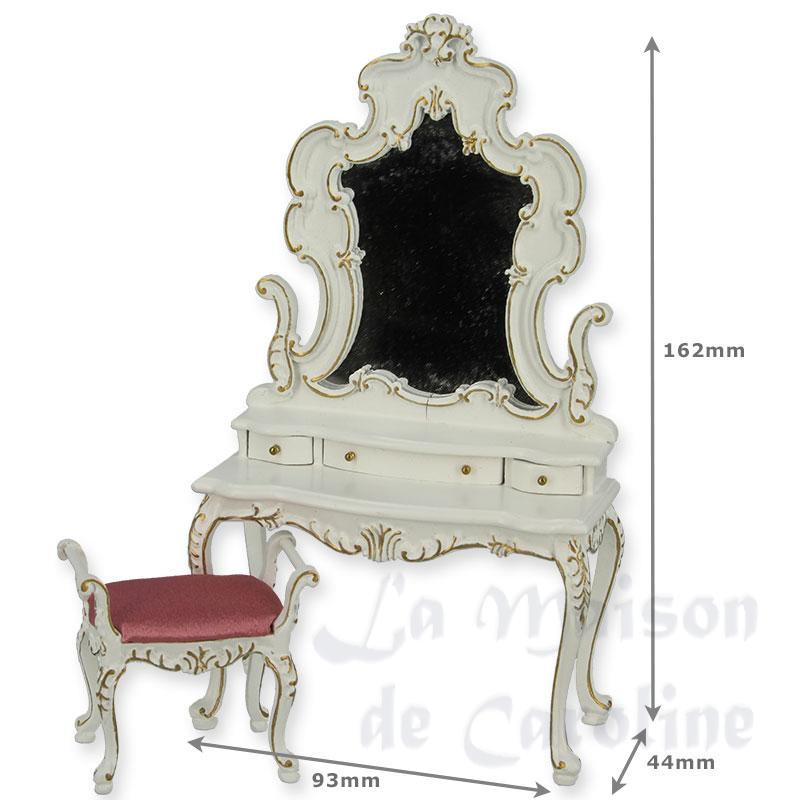 Coiffeuse Louis XV ivoire avec tabouret Bilder 2