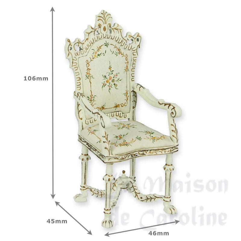 Fauteuil avec accoudoirs Louis XVI ivoire fleurs 1/12