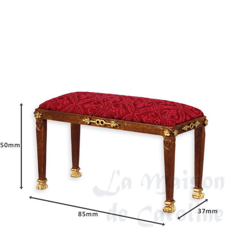 Banquette Empire noyer-or tissus rouge meuble de collection Trianon 1/12 photo 2