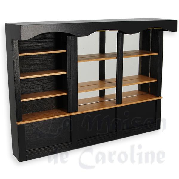 Vitrine de bar noir avec miroir meuble de collection Trianon 1/12