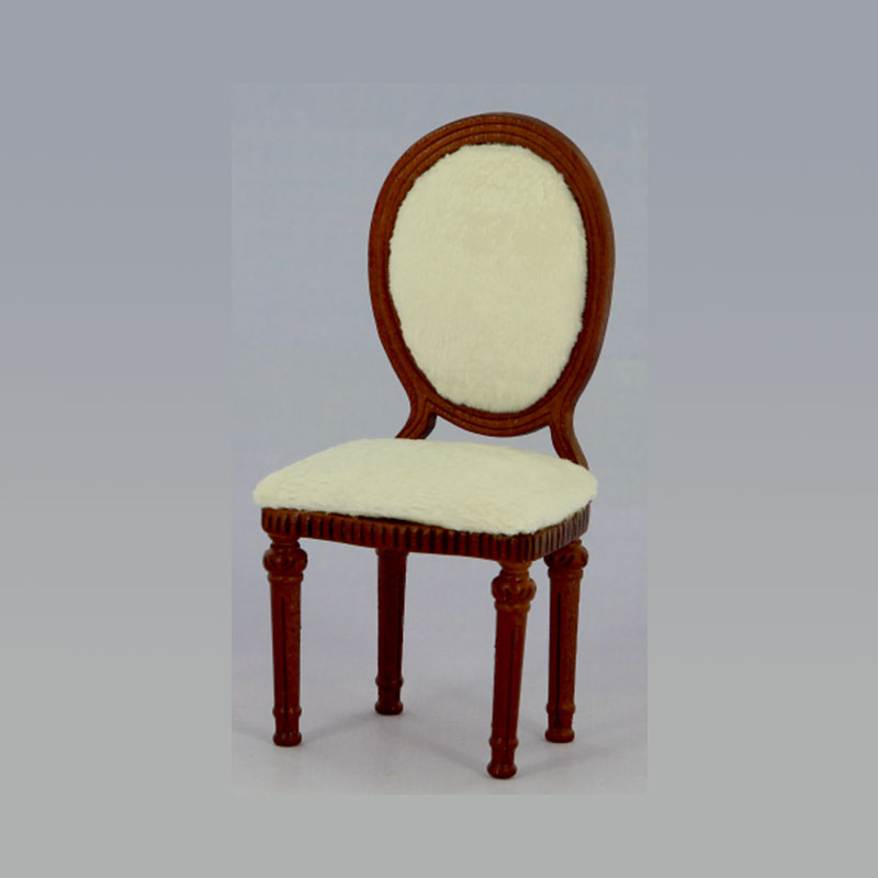 Chaise Louis XVI teinté, velours ivoire meuble miniature 1/12