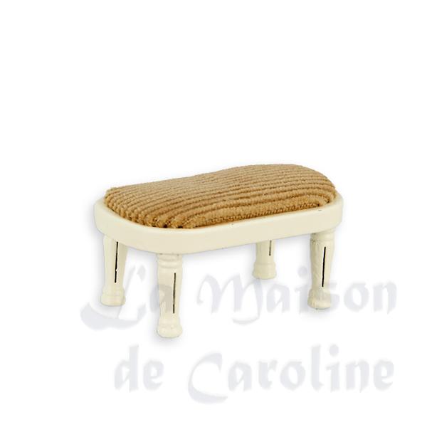 Repose pied Louis XVI ivoire, velours or meuble miniature 1/12