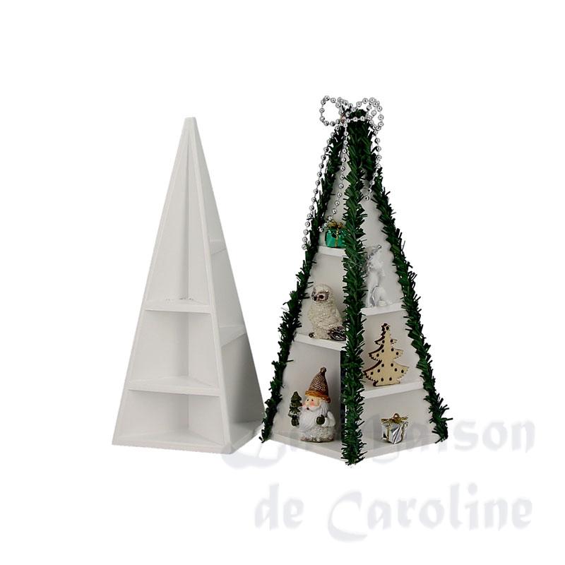 Petite pyramide miniature blanc sans déco 17cm, Noël