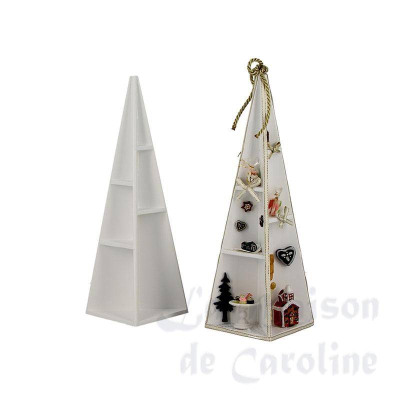 Moyenne Pyramide miniature blanche sans déco 24cm, Noël