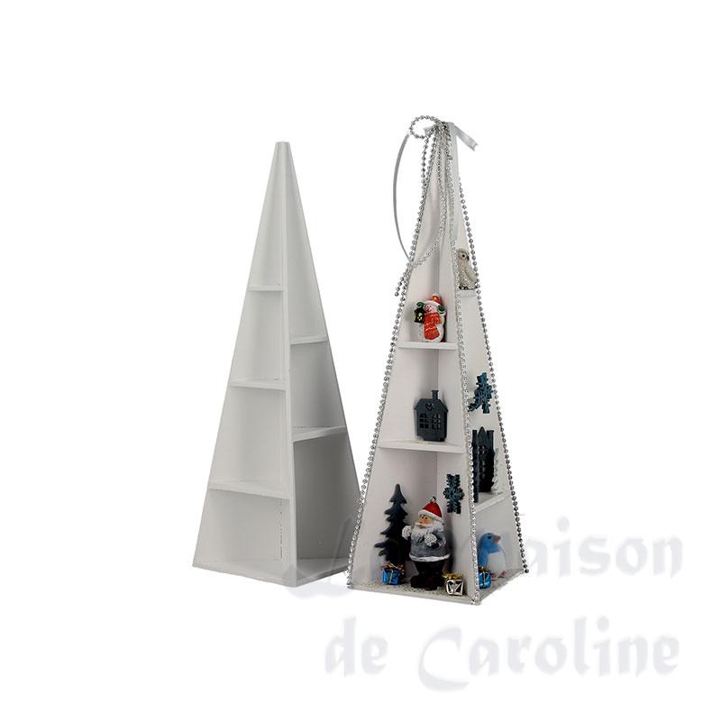 Grande Pyramide miniature blanche sans déco 30cm, Noël