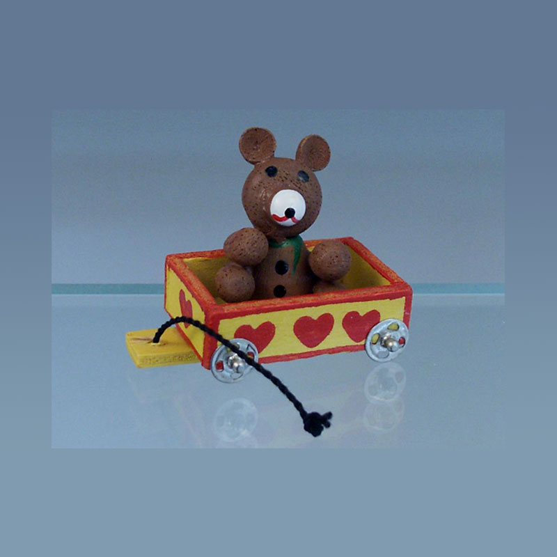Jouet bois: chariot avec ours, Miniatures
