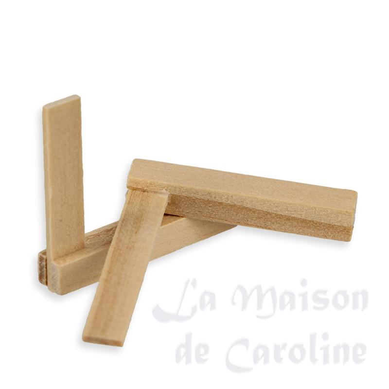 2 équerres en bois (grande et petite) miniature 1/12