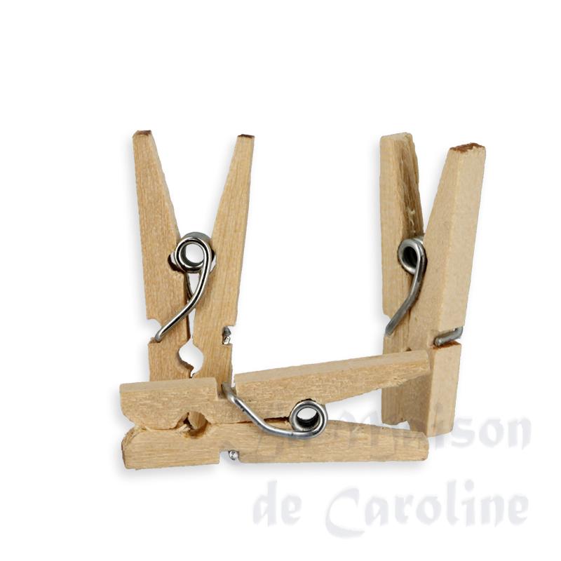 24 pinces à linge en bois miniature 1/12