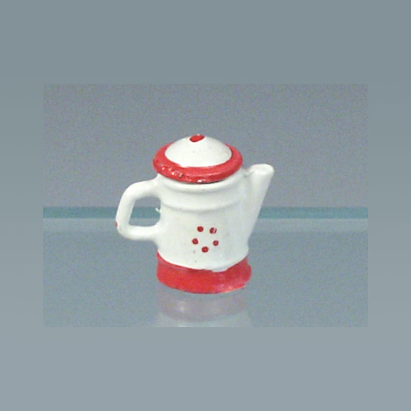 Cafetière rouge + blanche avec couvercle, Miniatures