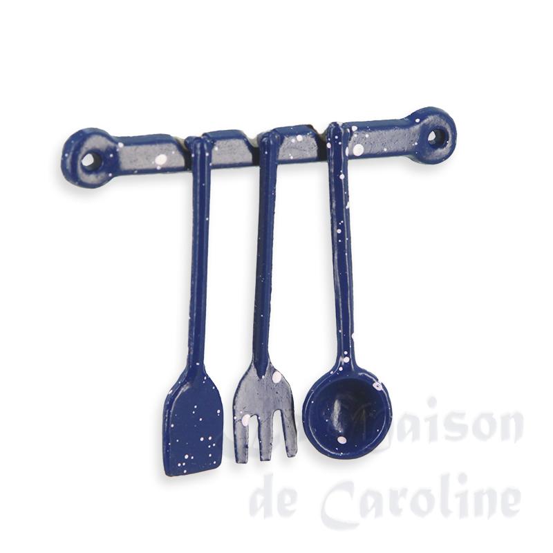 3 ustensiles de cuisine bleus barre miniature 1/12