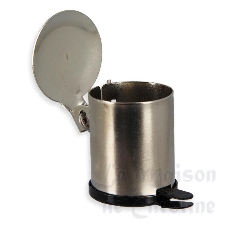 Poubelle à pédale chromée miniature 1/12