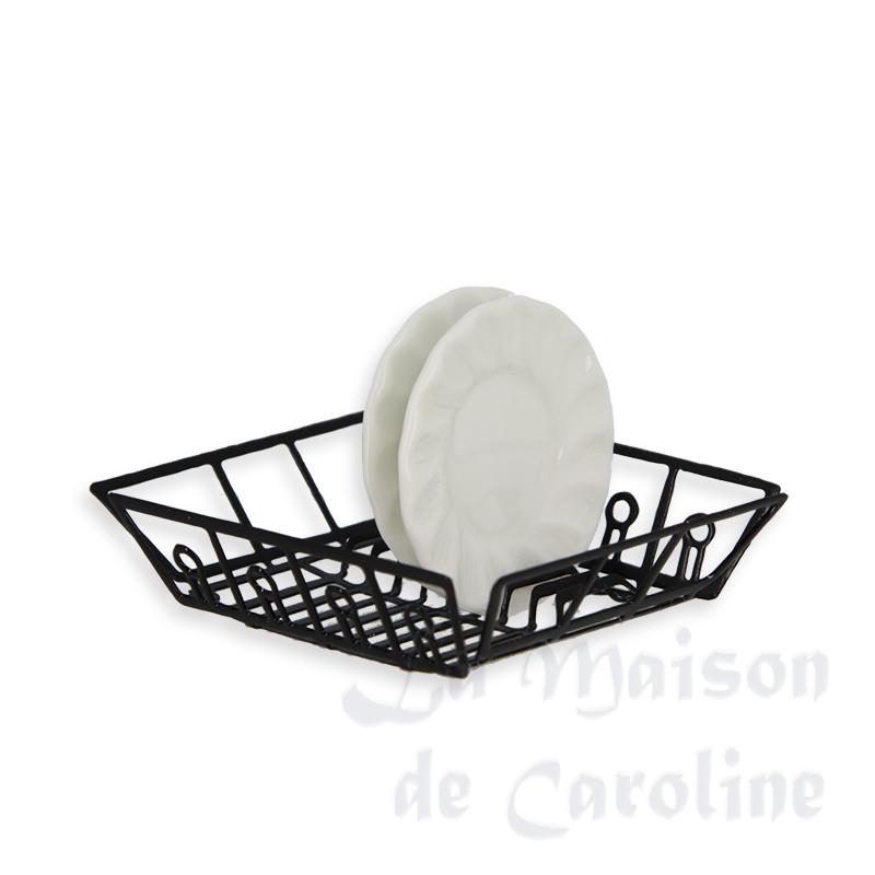 Egouttoir noir sans assiette miniature 1/12 Egouttoir noir sans assiette miniature 1/12