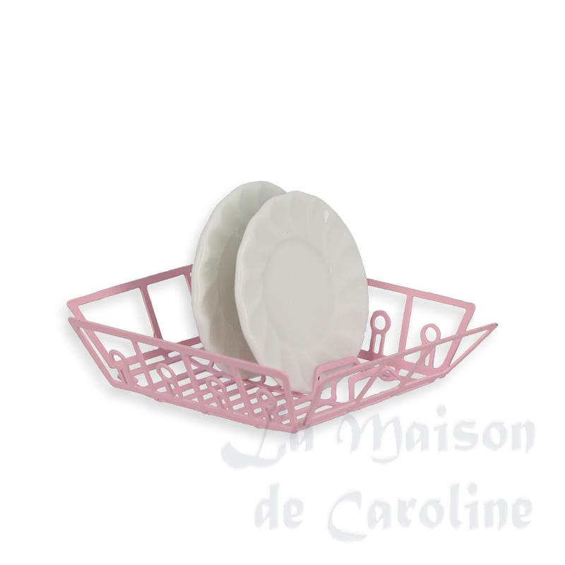 Egouttoir rose sans assiette miniature 1/12 Egouttoir rose sans assiette miniature 1/12