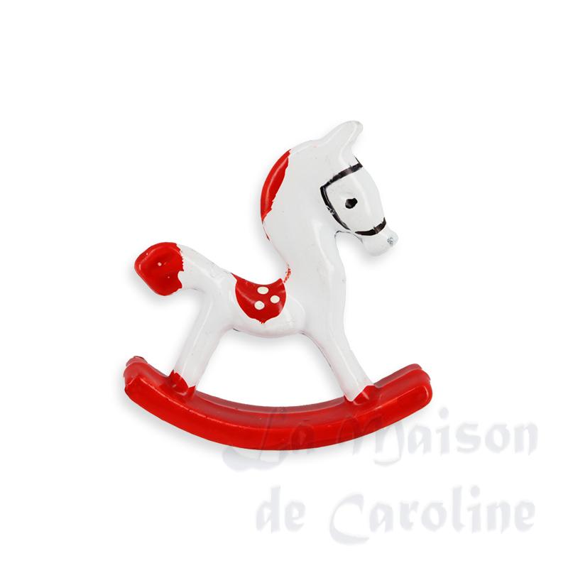 Cheval à bascule rouge en métal miniature 1/12