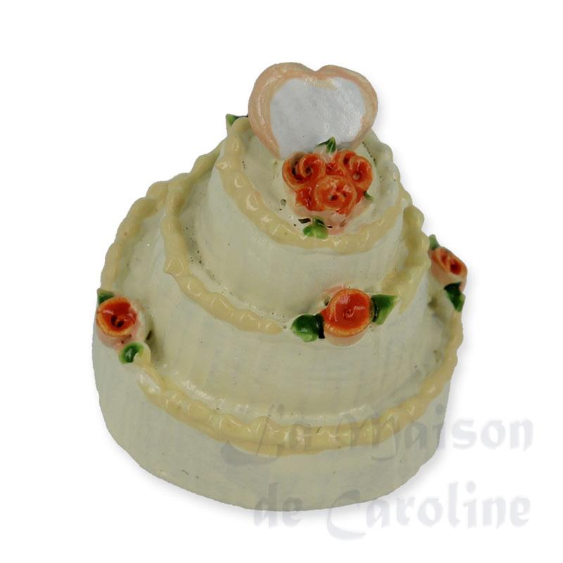 Gâteau de mariage crême miniature 1/12 Gâteau de mariage crême miniature 1/12