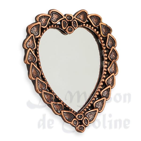 Miroir cuivre coeur miniature 1/12