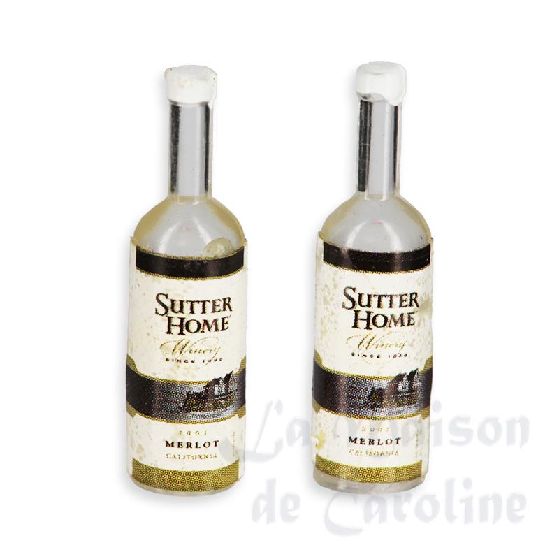 2 Bouteilles bouchon French label miniature 1/12 2 Bouteilles bouchon French label miniature 1/12