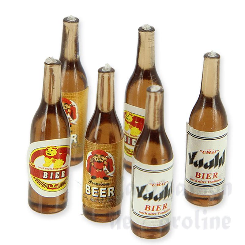 6 bouteilles de bière, Boissons, bouteilles, description, accessoires et  miniatures pour maison de poupées 