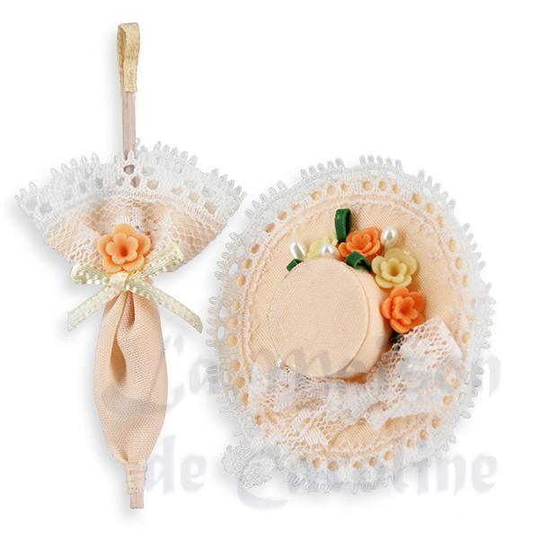 Chapeau avec ombrelle décorés miniature 1/12