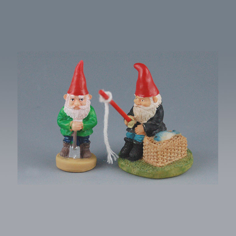 2 Nains de jardin pêcheur et jardinier ass., Miniatures