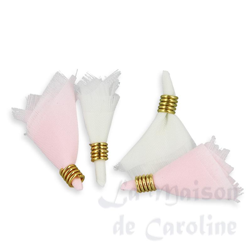 4  serviettes rose et blanche miniature 1/12