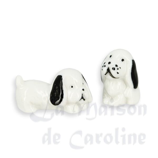 Chien porcelaine noir et blanc (divers modèles) miniature 1/12